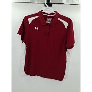 Under‎ Armour Men's XXL Semi Fitted Crimson And White Polo Shirt